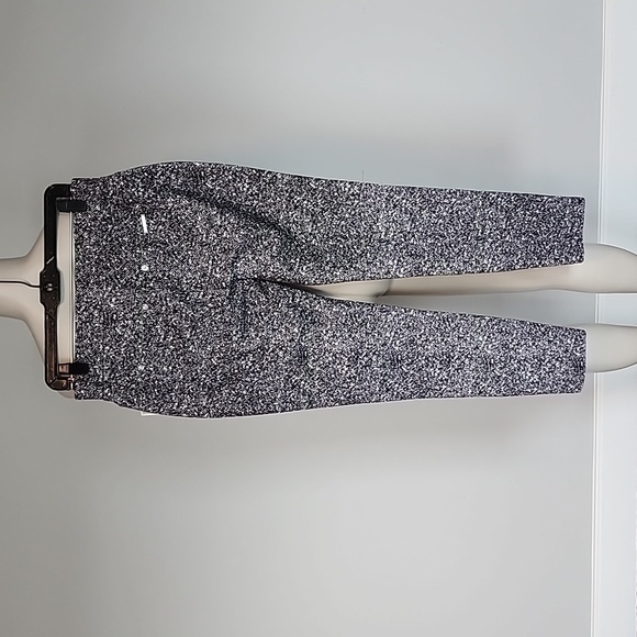 MICHAEL Michael Kors black/white speckled pull on ankle pants-M - Picture 3 of 8